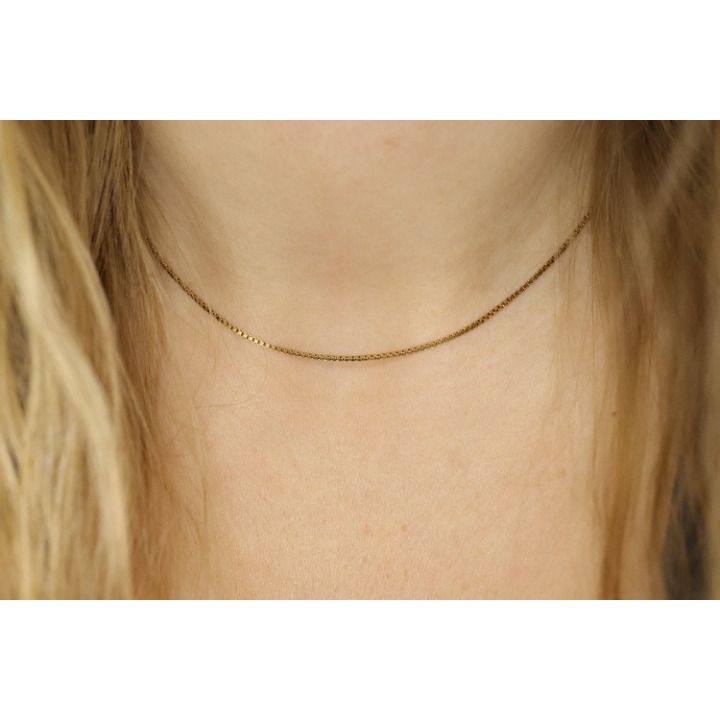8k dainty Box chain necklace. 333 GOLD Box Chain necklace. 14.5in