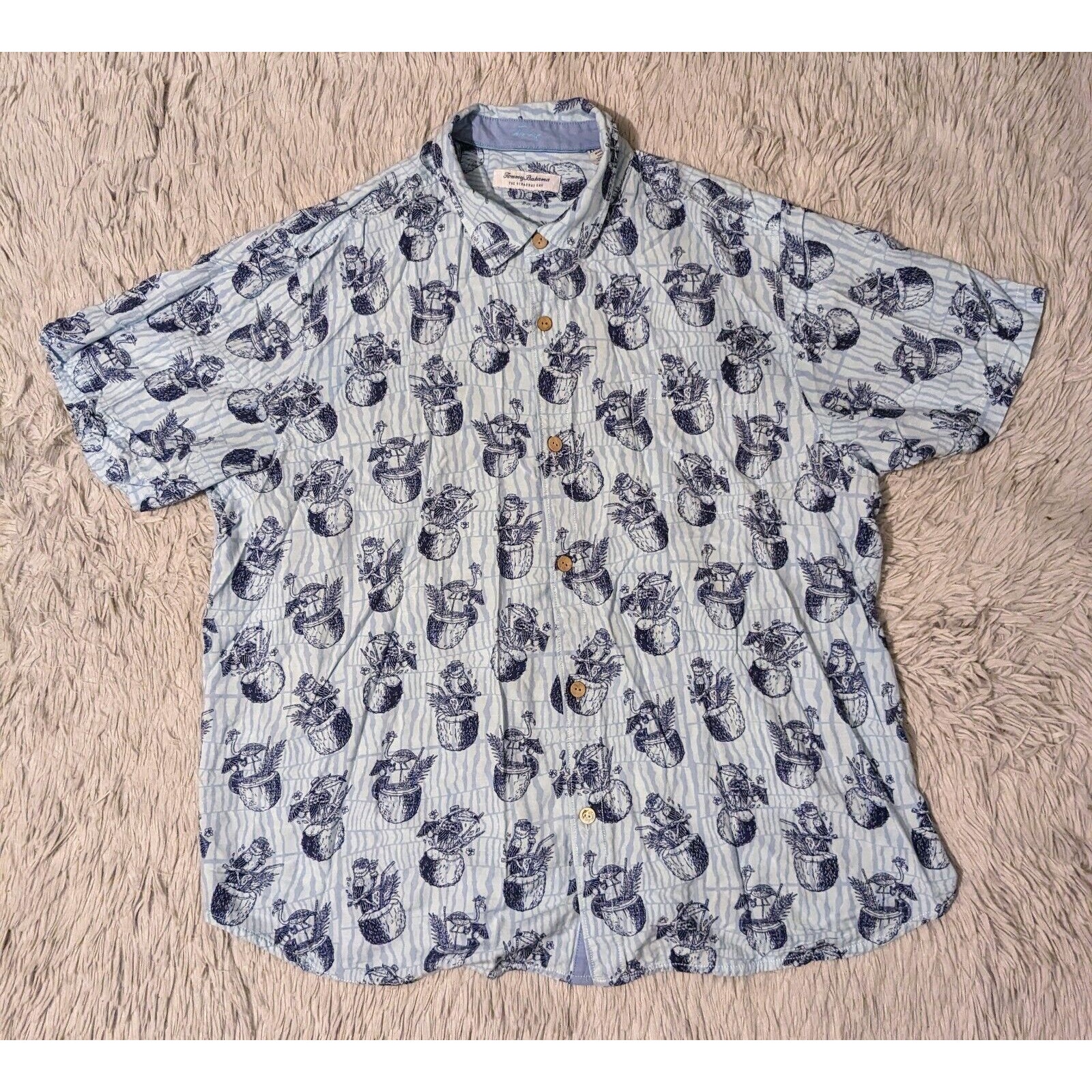 Tommy Bahama Veracruz Cay Hawaiian Shirt Mens XXL Tropical Aloha Blue