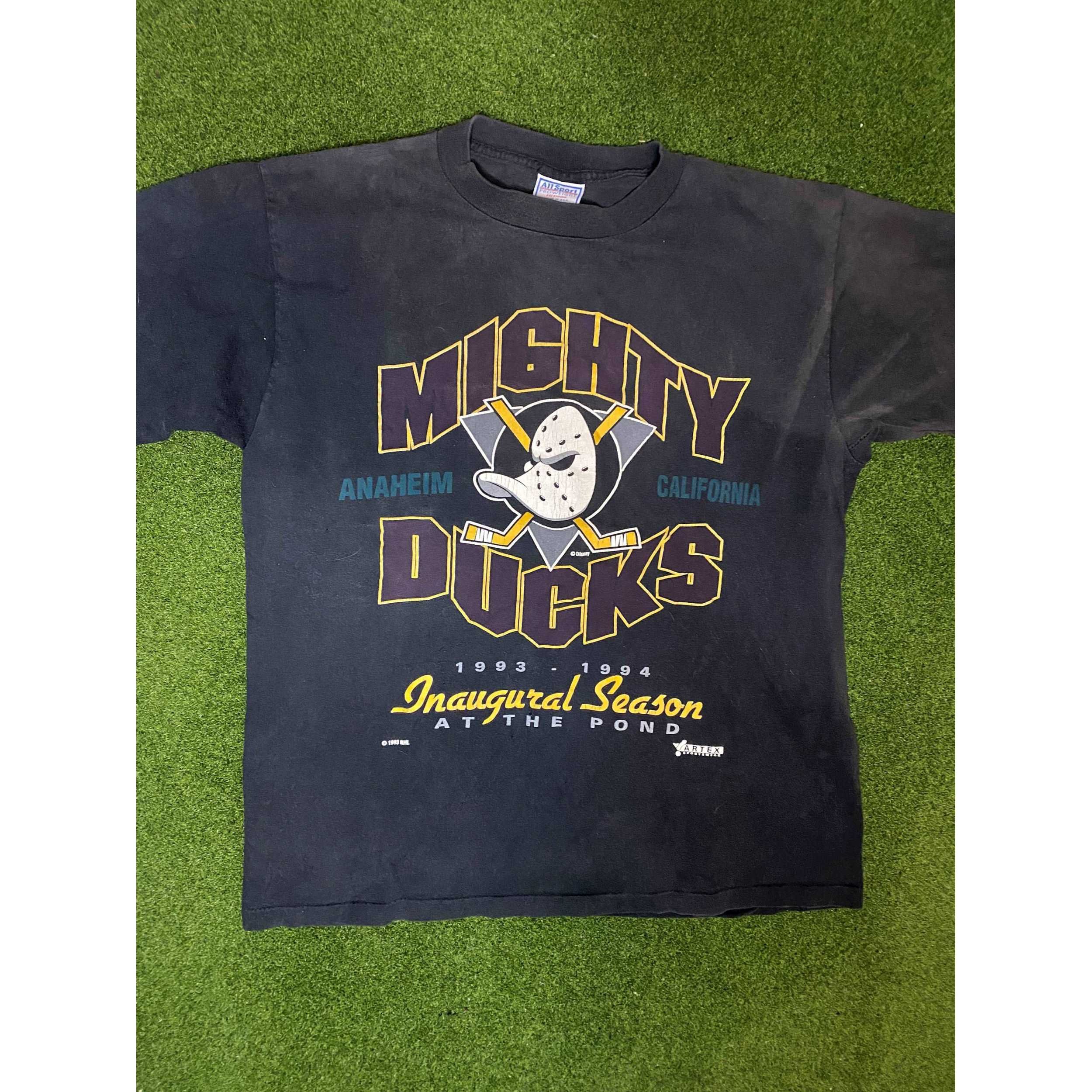 1993 Anaheim Mighty Ducks - Inaugural Season - Vintage NHL Tee Shirt (Large)