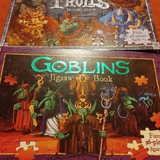 Set of 2 World of Grrym Hard Cover Jigsaw Books Trolls and Goblins New
