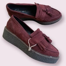 Flavio collection purple suede stacked platform loafers