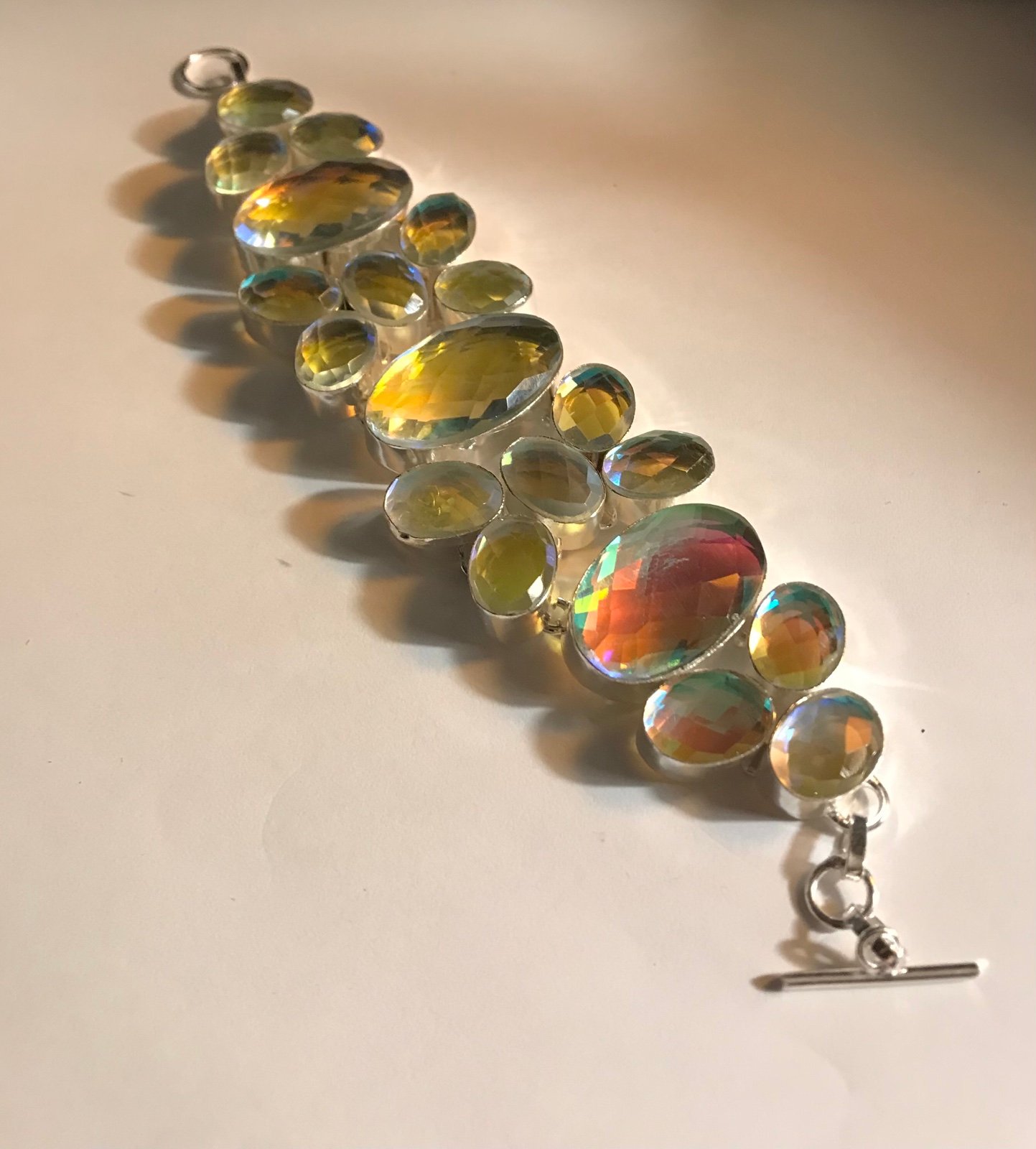 Rainbow Fire Topaz 925 Sterling Silver Bracelet