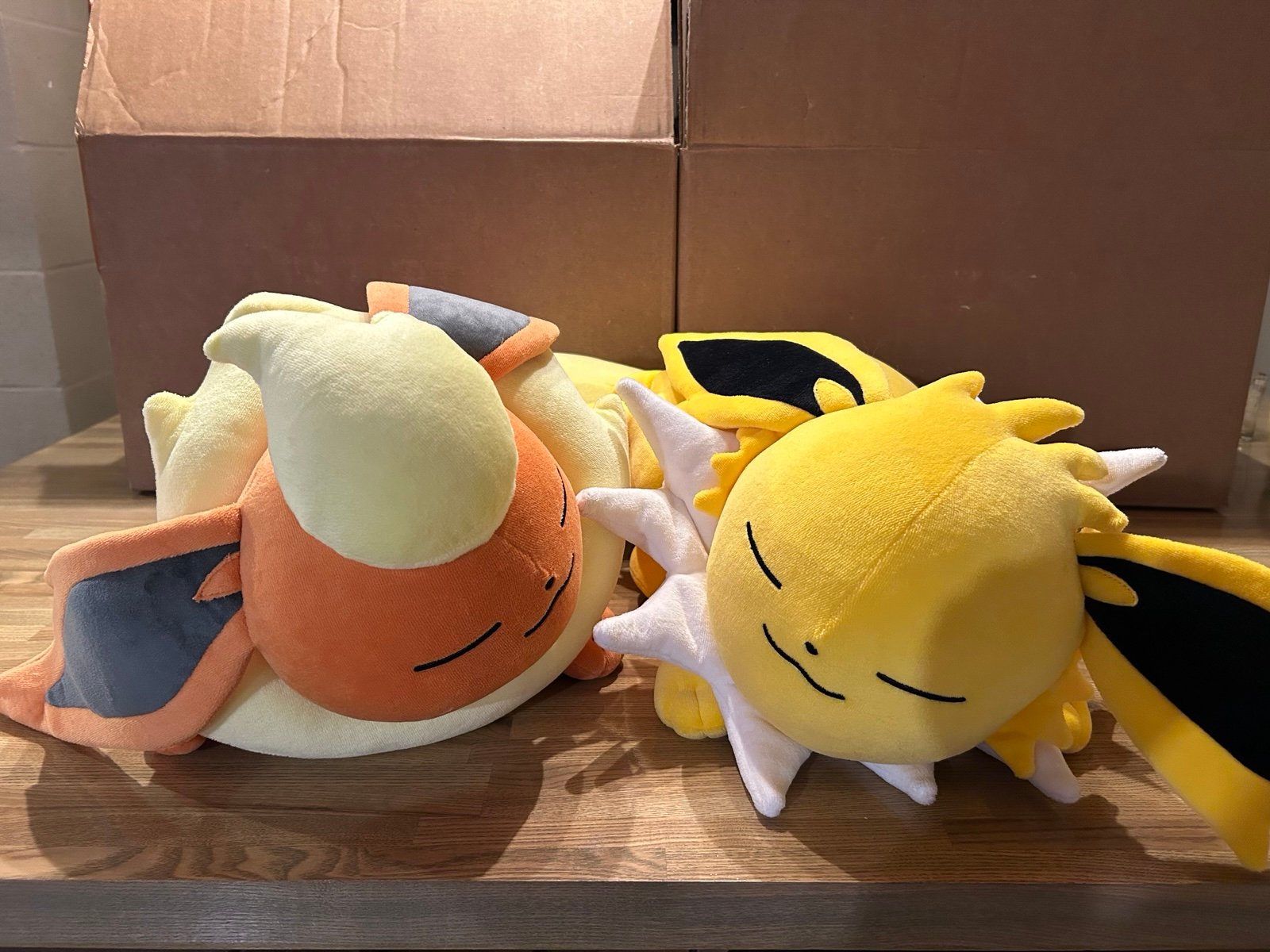 Pokémon Flareon and Jolteon Sleeping Plushies