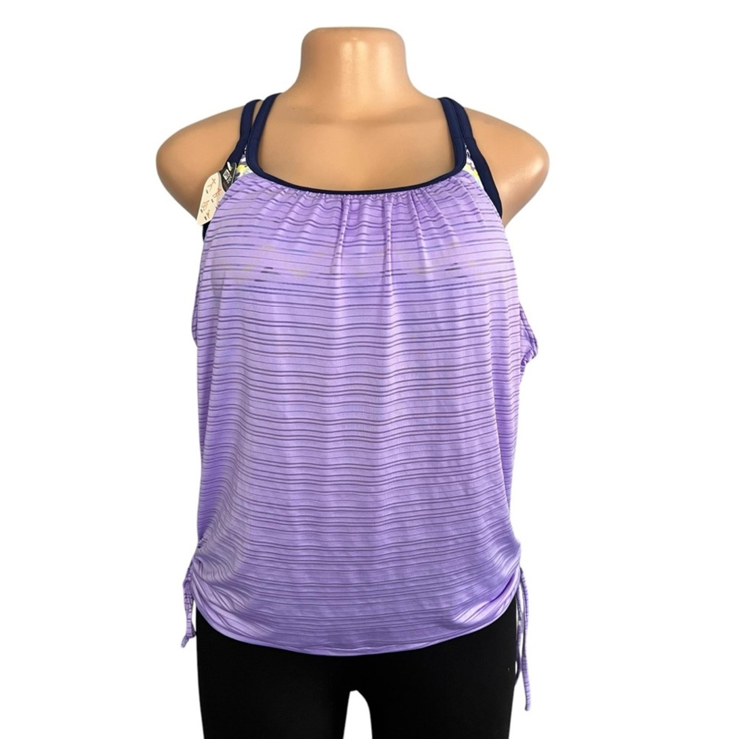 Zeroxposur Purple UPF 50+ Side Knot Tankini Top