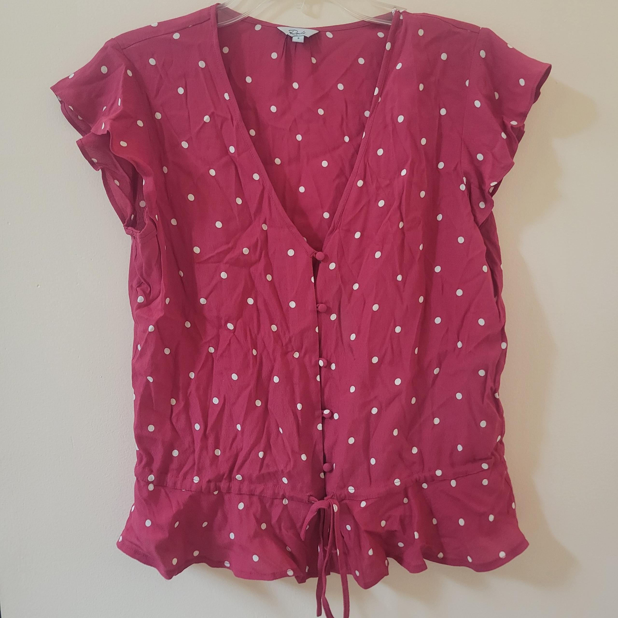 Rails Red and White Polka Dot Blouse
