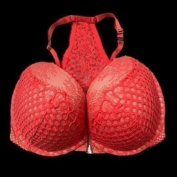 Victorias Secret Very Sexy Push Up Padded Crochet lace Racerback Bra Red 32DDD