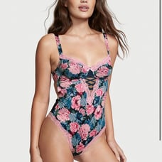 Victoria’s Secret Dream Angels Unlined Satin Lace Teddy - Floral - M - NWOT