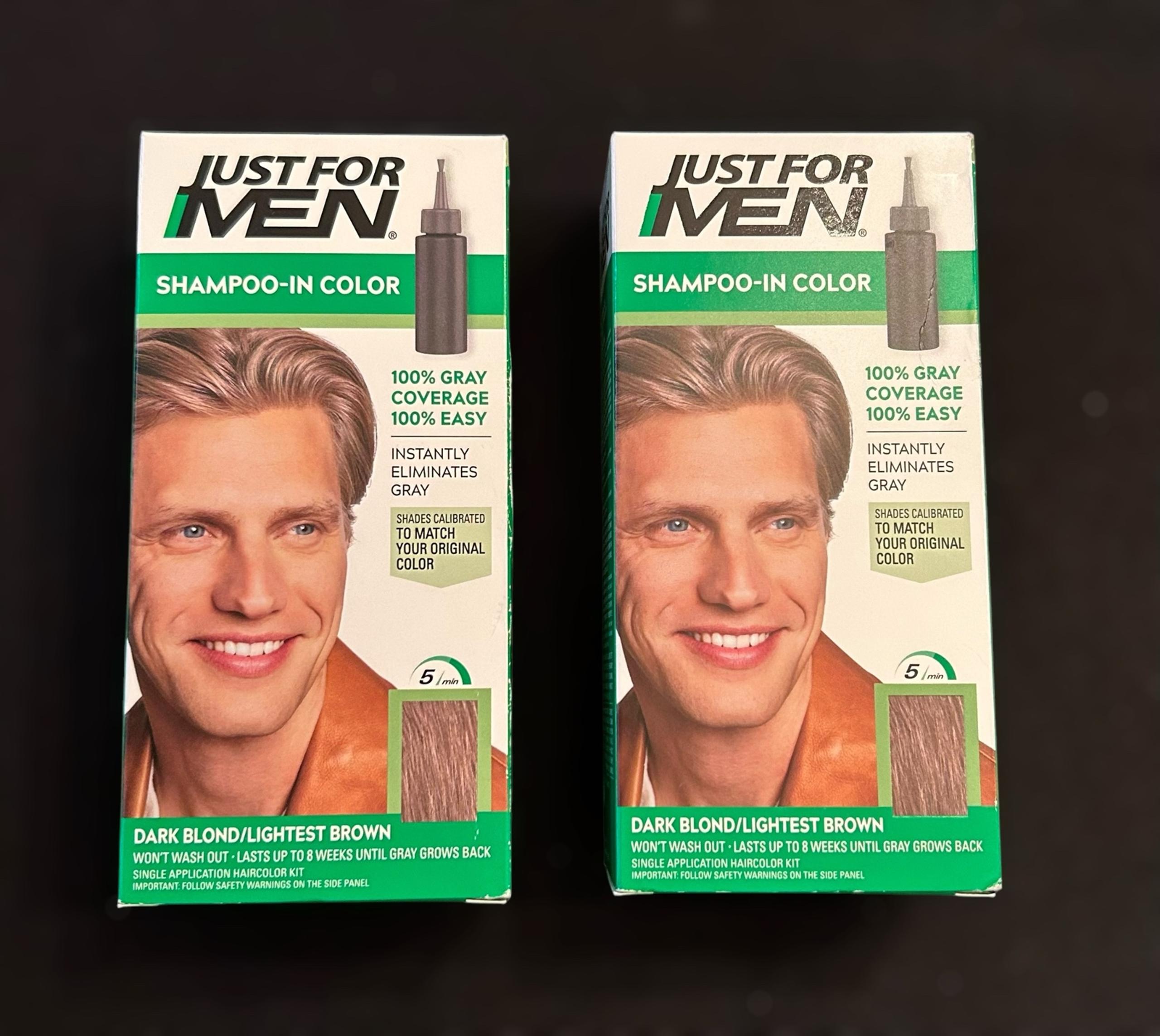 2 PACK JUST FOR MEN ORIGINAL FORMULA HAIR COLOR DARK BLOND/LIGHTEST BROWN H-15