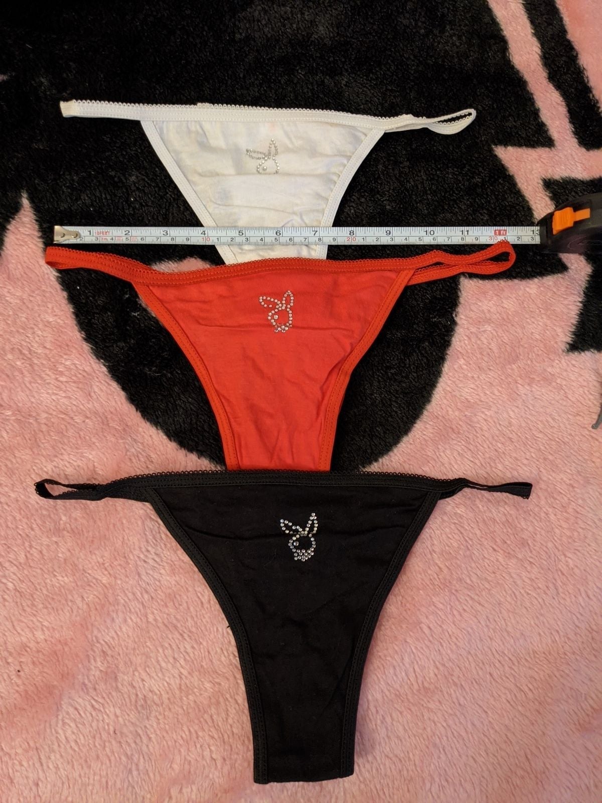 Set of 3 cute rhinestone bunny thongs