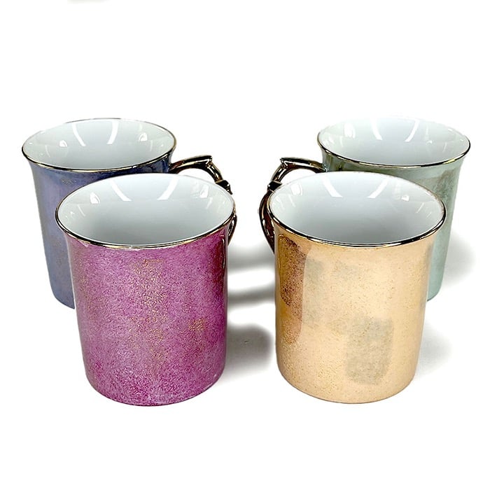 Pottery Barn Gold Gemstone Vintage Color Mugs - 4