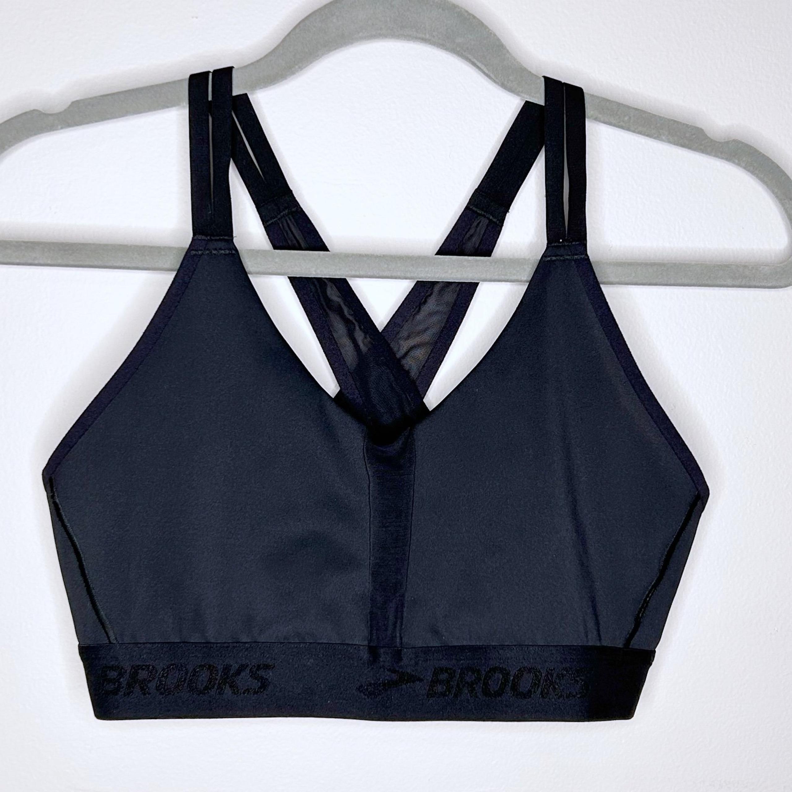 Brooks Sports Bra Plunge 2.0 Women’s Large Black Strappy Athletic Medium Support