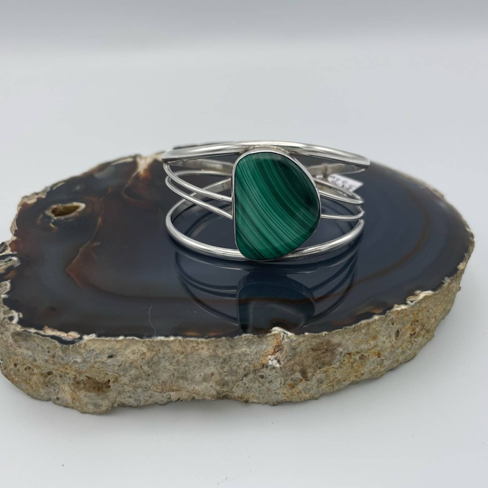 vintage Navajo Malachite sterling silver cuff bracelet