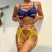 L∙ Sexy Lingerie Set Bra Thongs Garter Belt w/Leg Ring Lace Nightwear Sleepwear
