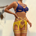 L∙ Sexy Lingerie Set Bra Thongs Garter Belt w/Leg Ring Lace Nightwear Sleepwear