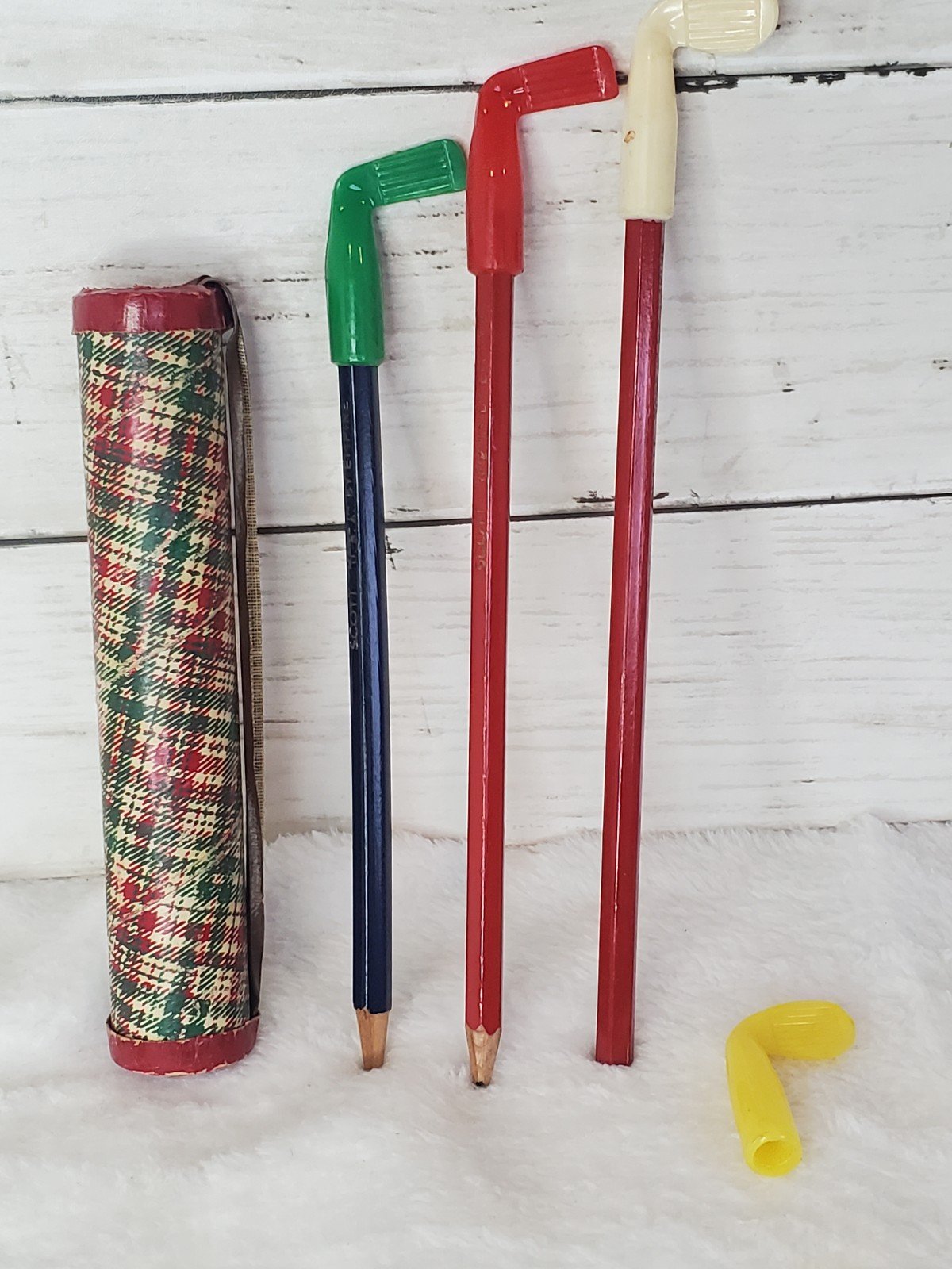 MCM Golf Pencils and Plaid Golf Bag Holder