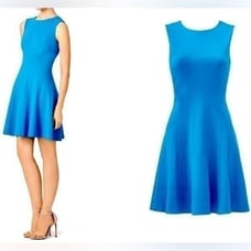 Diane von Furstenberg Citra Sleeveless Fit and Flare Dress in Blue Women’s 14