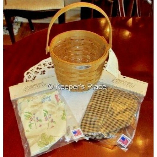Longaberger Dresden Basket Protector 2 Liners Botanical Fields Khaki Ck Combo