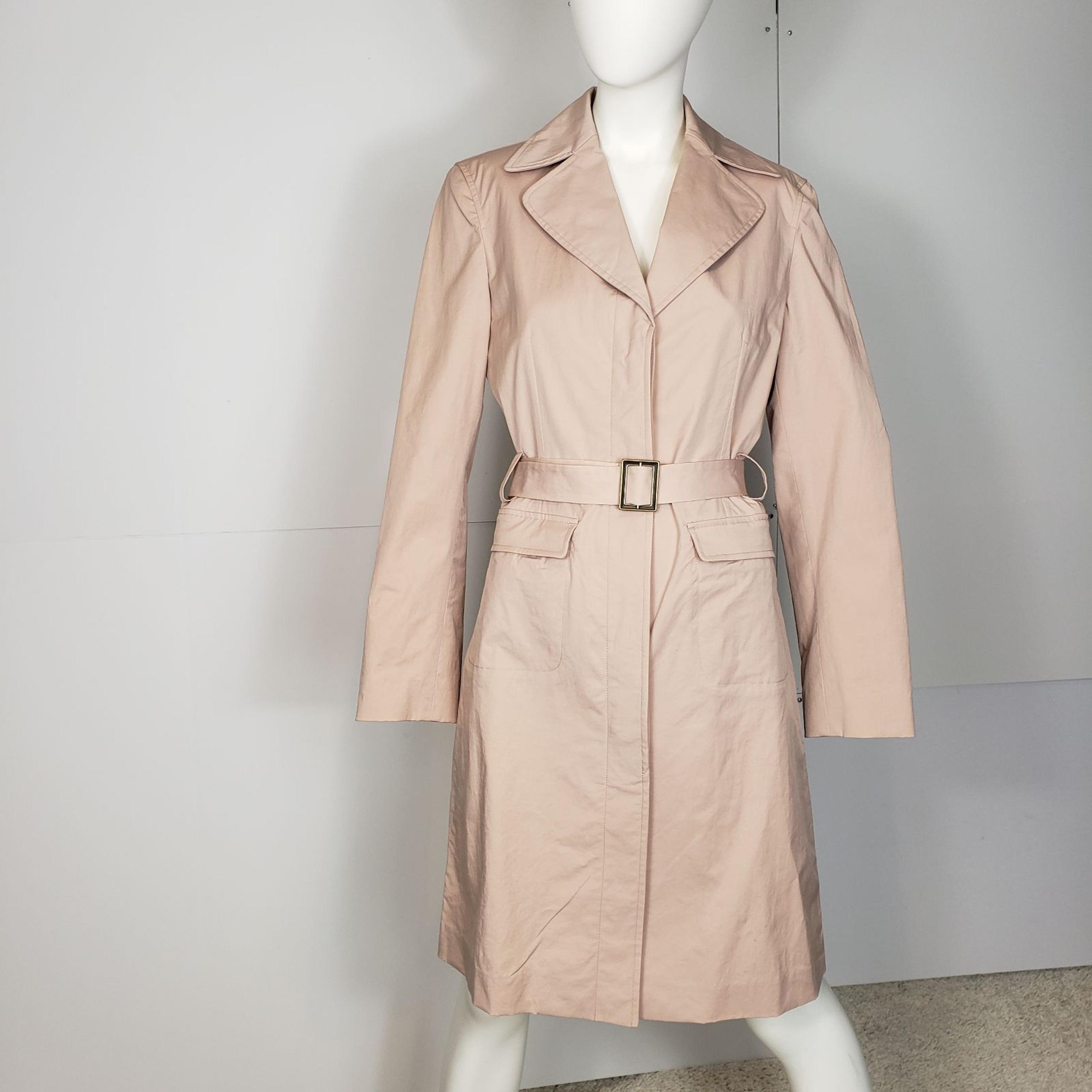 Adrienne Vittadini Pink Trench Coat Sz 4 Slim Fit