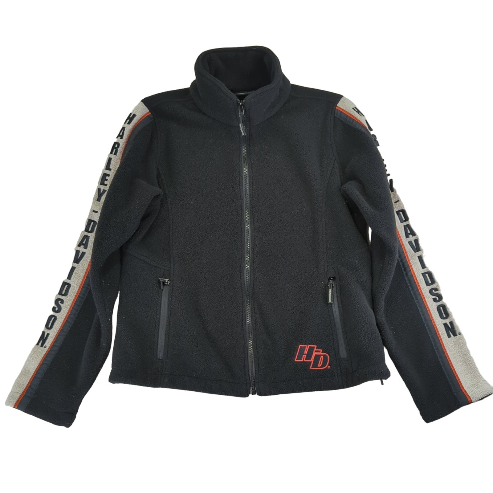 Harley-Davidson Black Fleece Full Zip Jacket Women's Medium Embroidered Sleeves