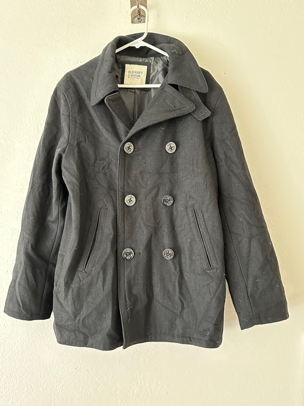 Men’s black pea coat jacket
