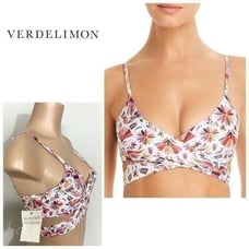 New. Verdelimon floral/bird wrap bikini top. Large. Retails 198