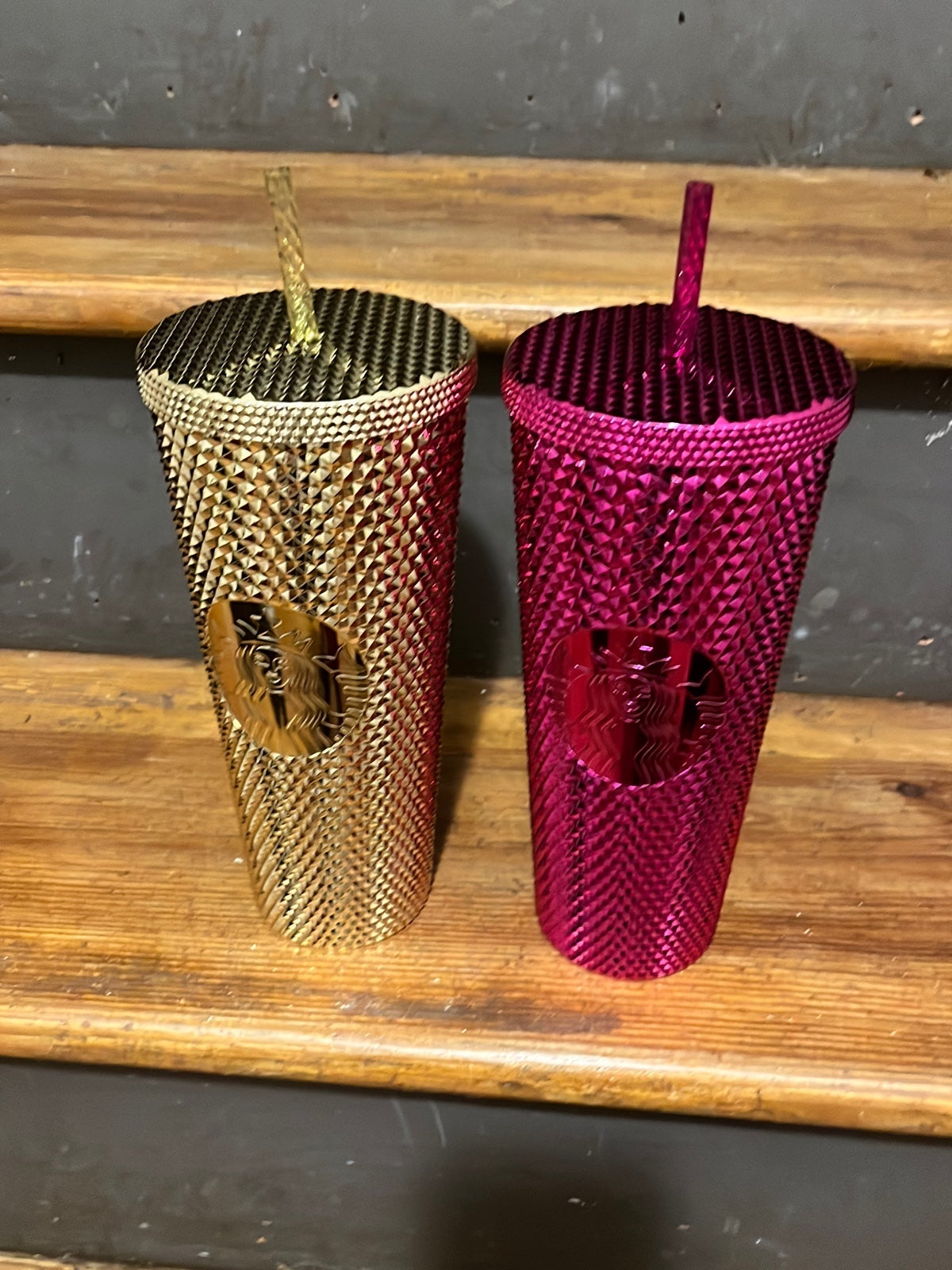 Starbucks Studded Venti Gold & Sangria Tumblers Bling Holiday 2022