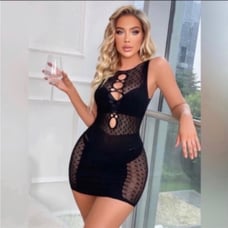 Black Fishnet Lingerie Dress