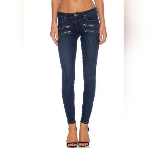 Paige Edgemont zipper skinny jeans denim blue 25