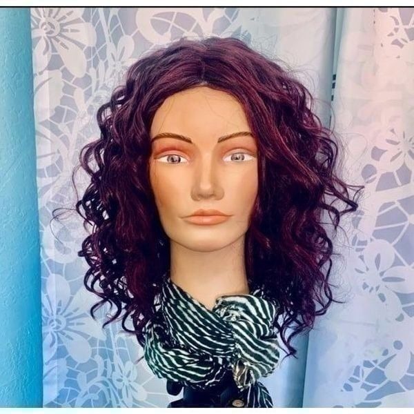 Miz Collection Plum Lace Part Synthetic Curly Wig Heat Friendly Size Average