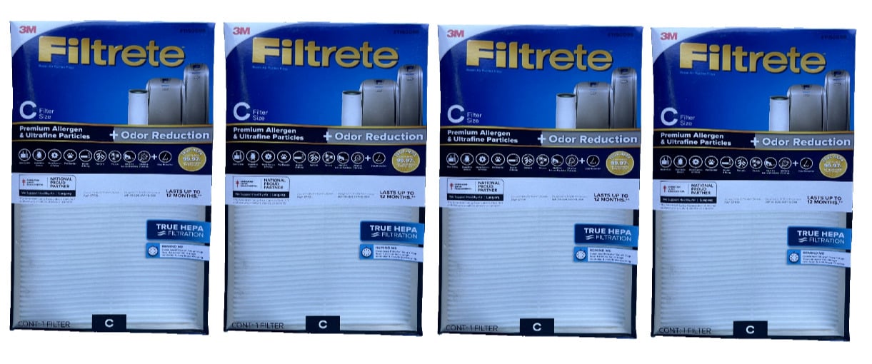 3M Filtrete Size C Filter True HEPA Filtration #1150098 4 Unit