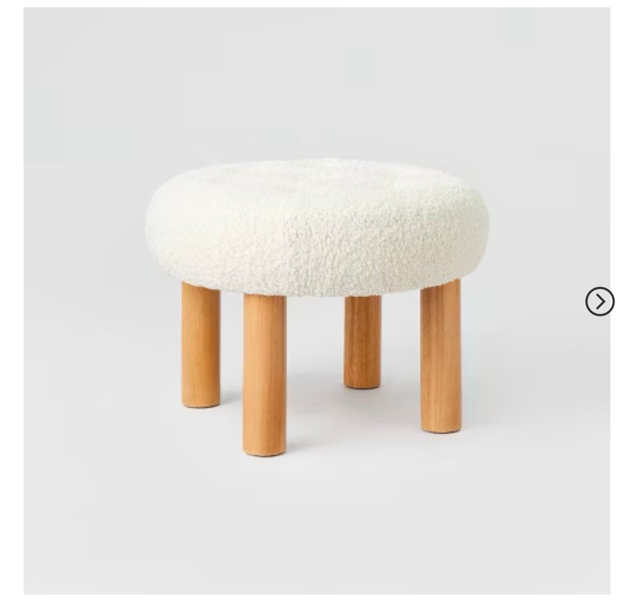 Kessler Round Tufted Faux Shearling Ottoman with Wood Legs Cream - Threshold