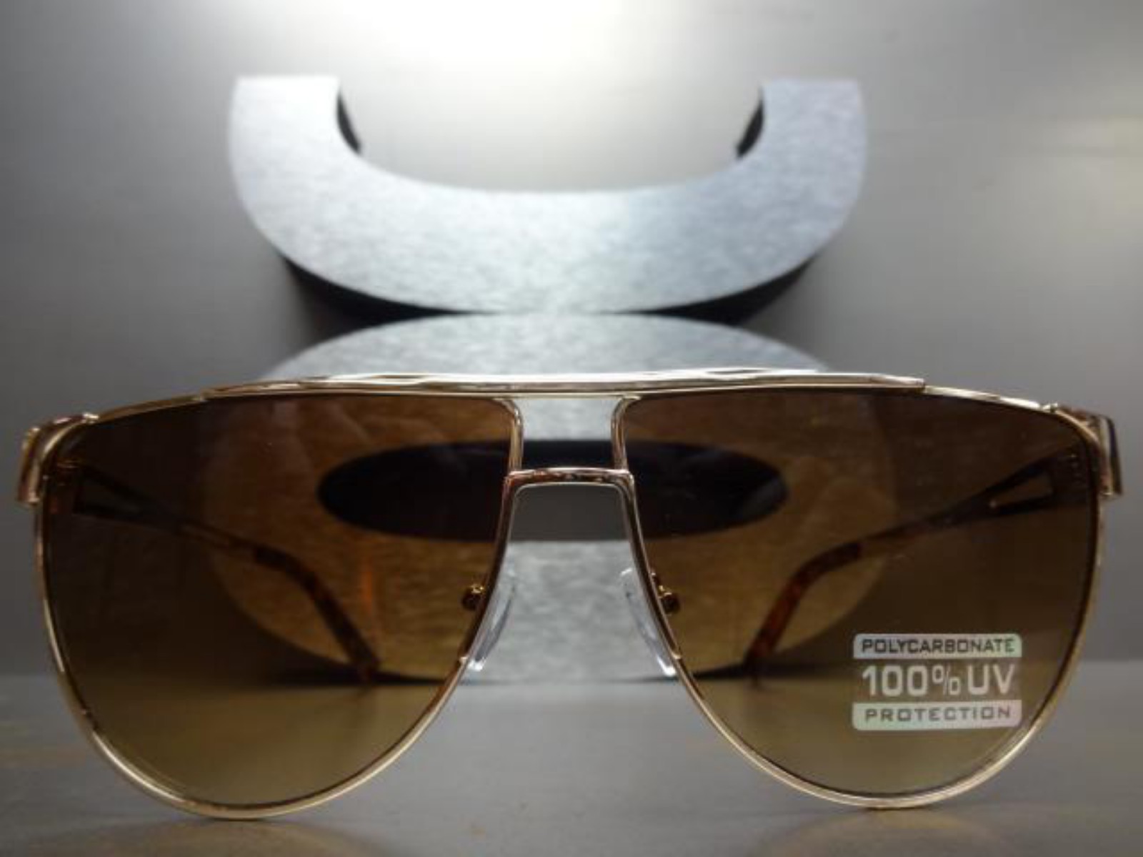 Classy Elegant Modern Retro Style SUN GLASSES Classy Gold Metal Frame Brown Lens