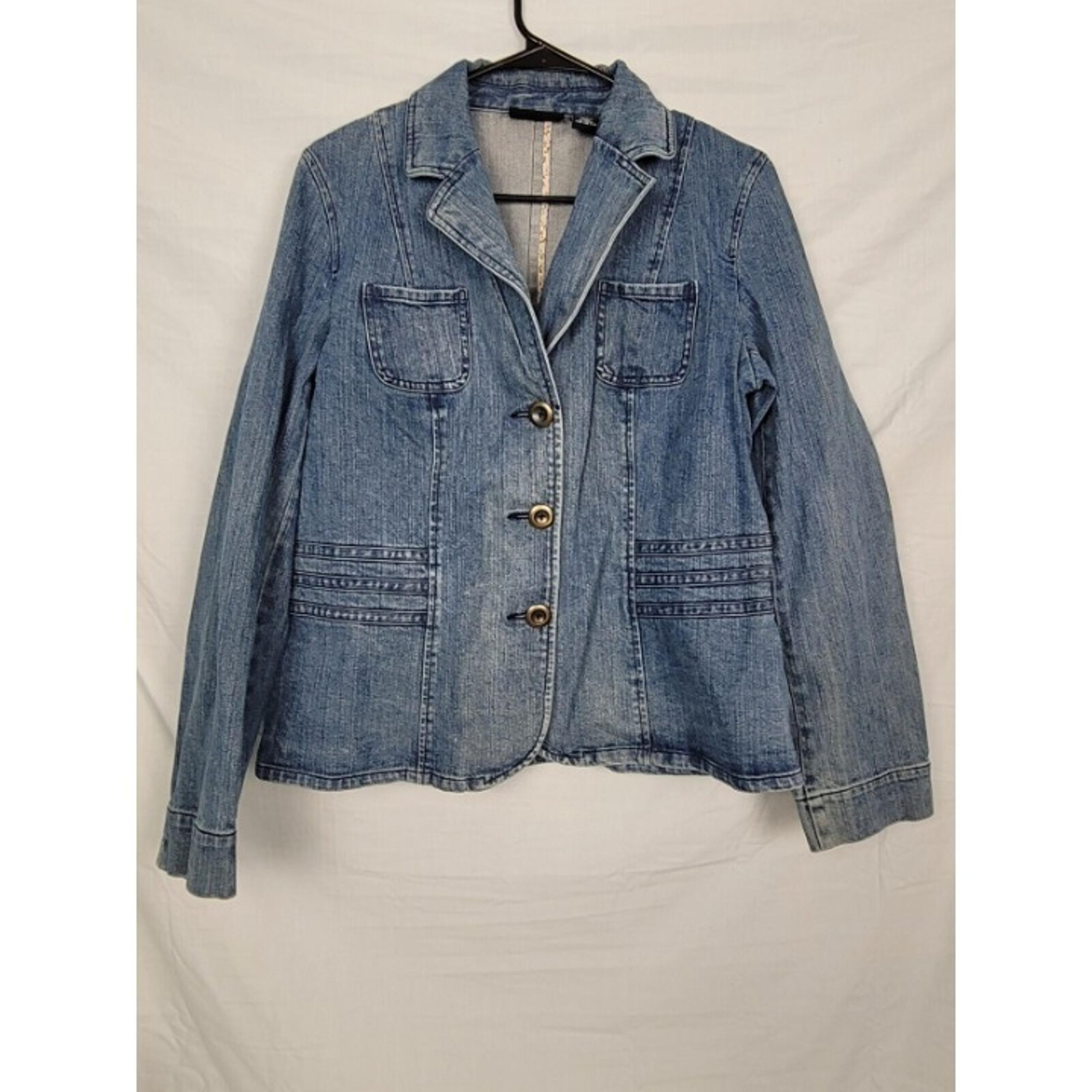 Relativity Womens Button Down Jean Jacket Light Wash Size XL