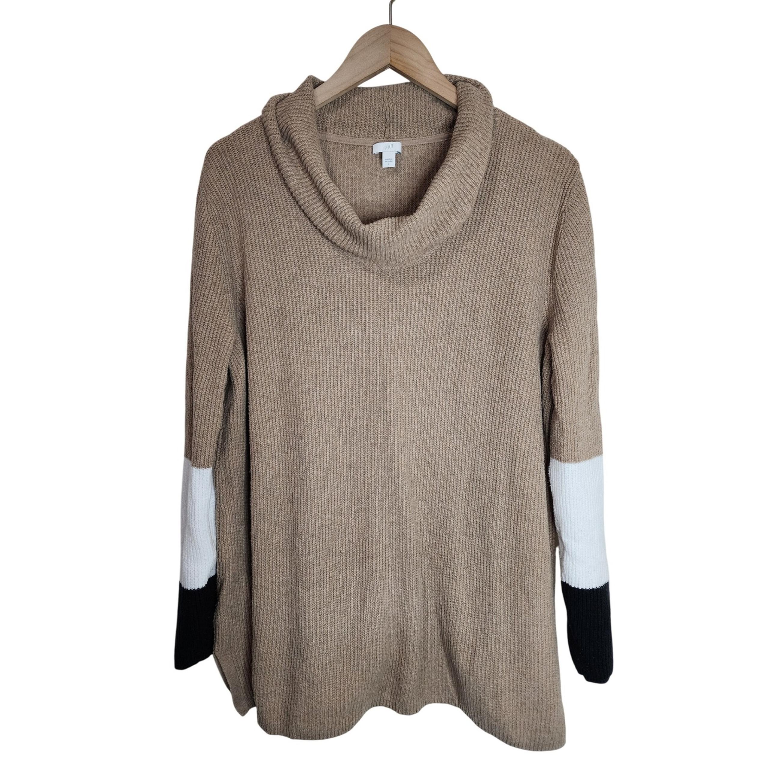 J. Jill Sweater Women's Large Cowl Neck Knit Long Sleeve Pullover Colorblock