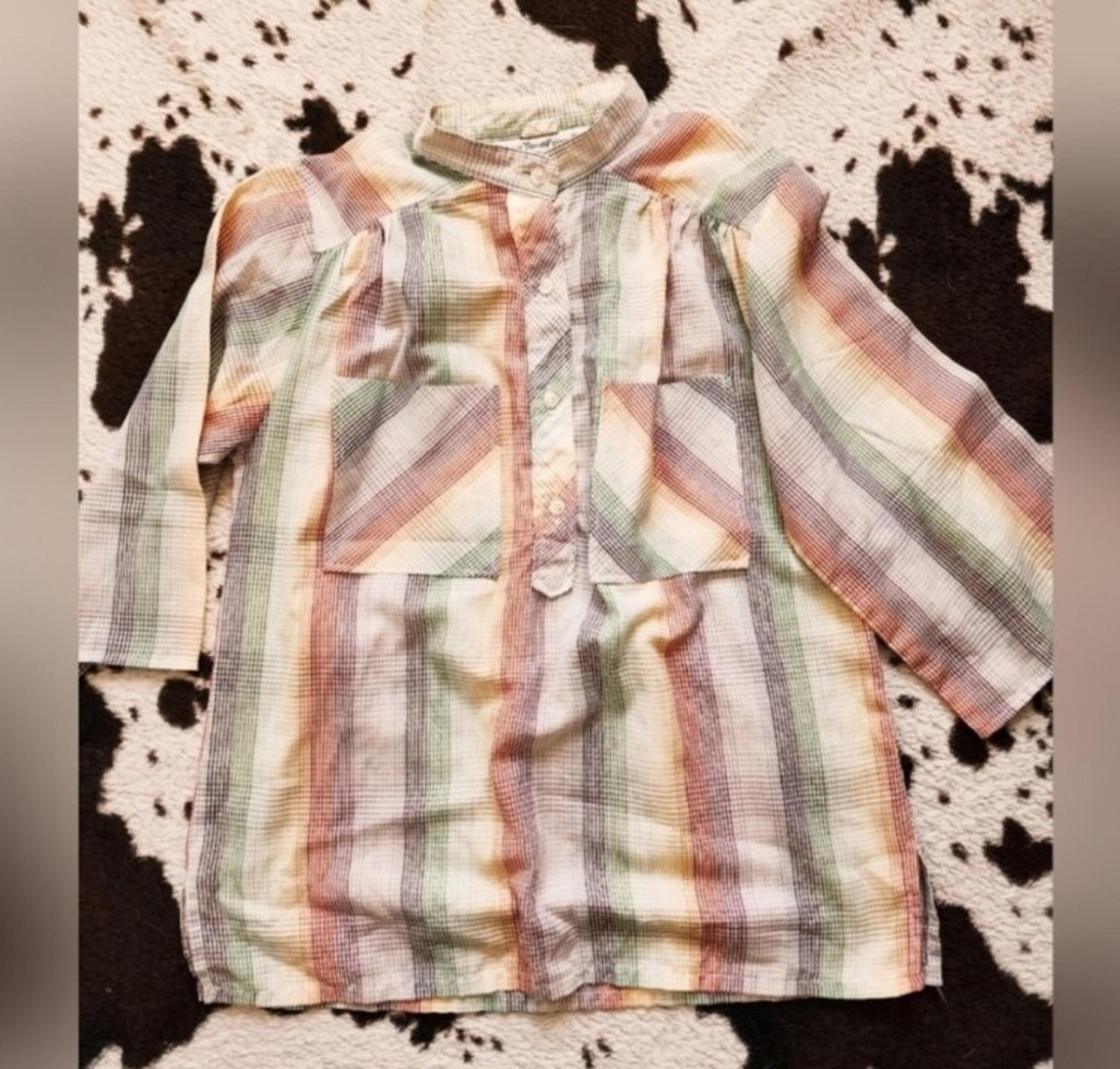 "WRANGLER " WOMEN'S 50'S/60'S STRIPED SLIGHTLY FLARED BLOUSE - MULTI