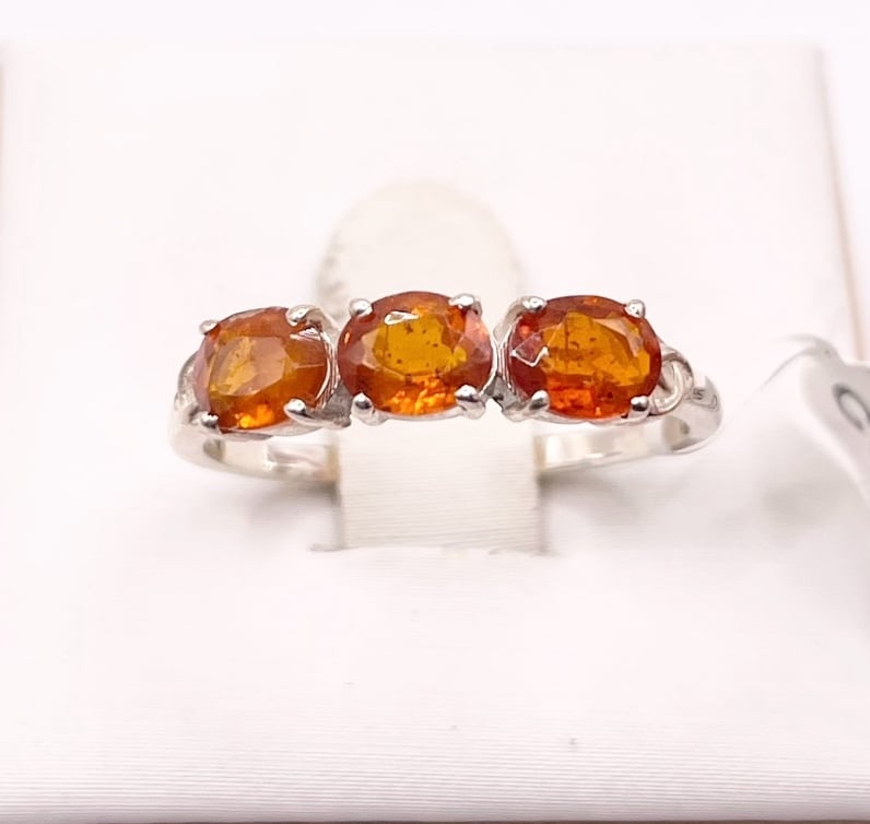 Size 6.5 Orange Kyanite 925 Sterling Silver Ring