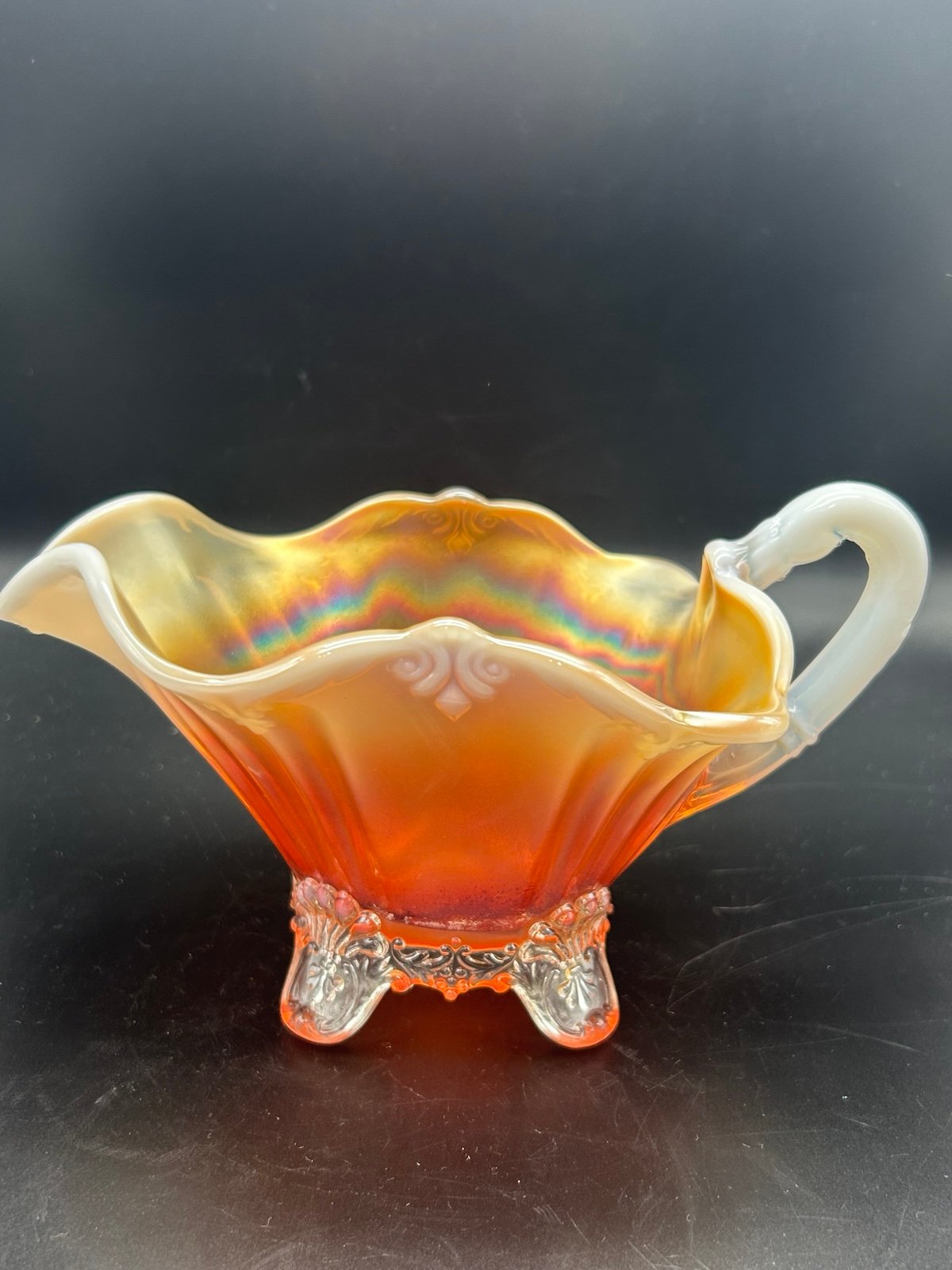 Antique Dugan glass sauce/gravy boat