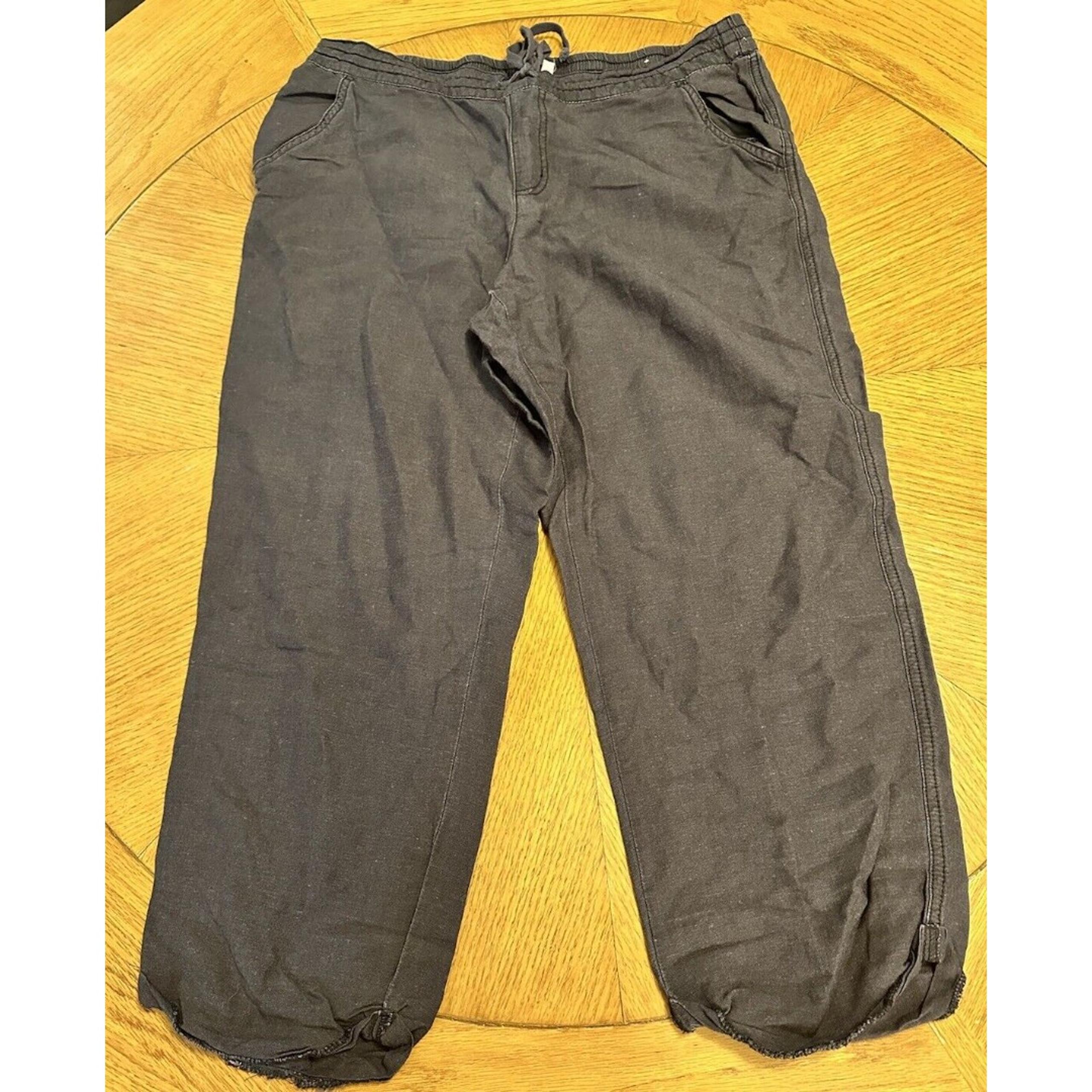 Maurices Women's 9/10 Gray Linen Blend Capri Pants Casual Drawstring Waist