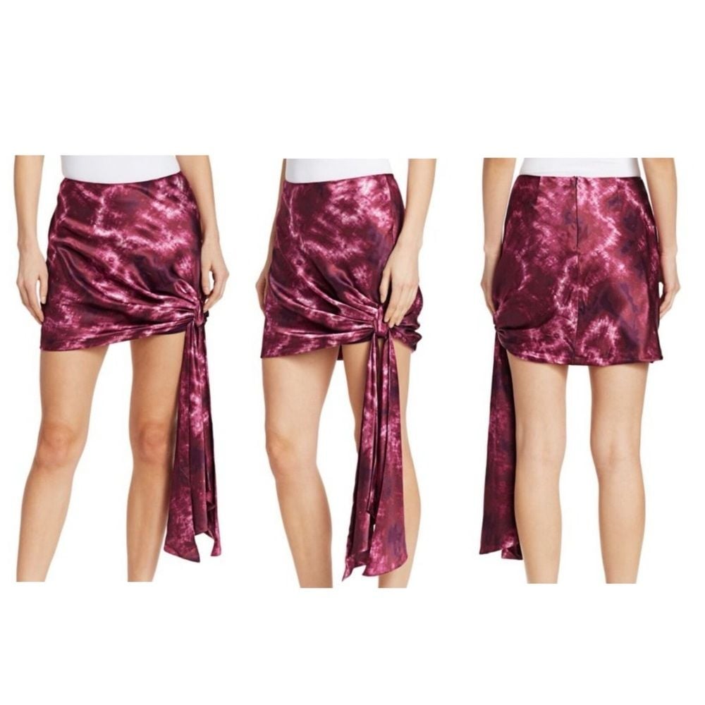 Cinq A Sept Ryder Tie Dye Side Tie Mini Skirt Womens SZ 0 Pink Purple *TINY FLAW