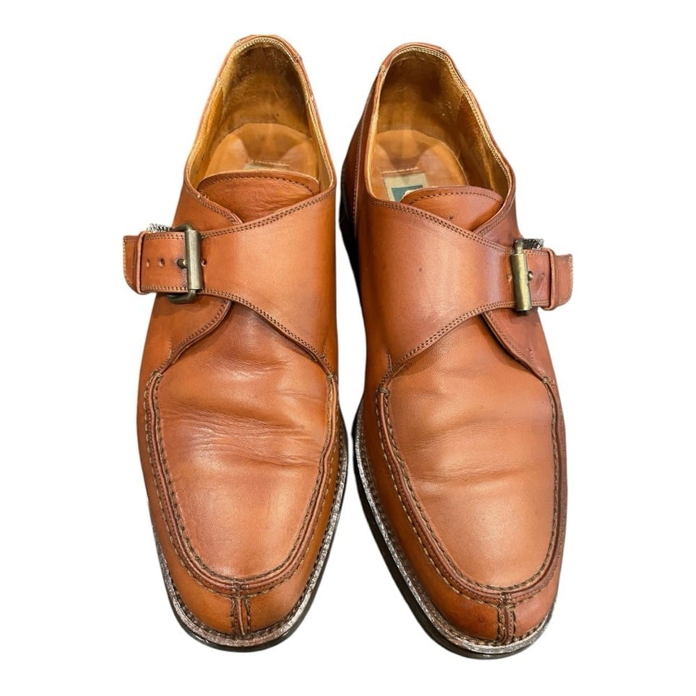 Cole Haan Monk Strap Brown Leather Slip On Dress Shoes Size 8.5