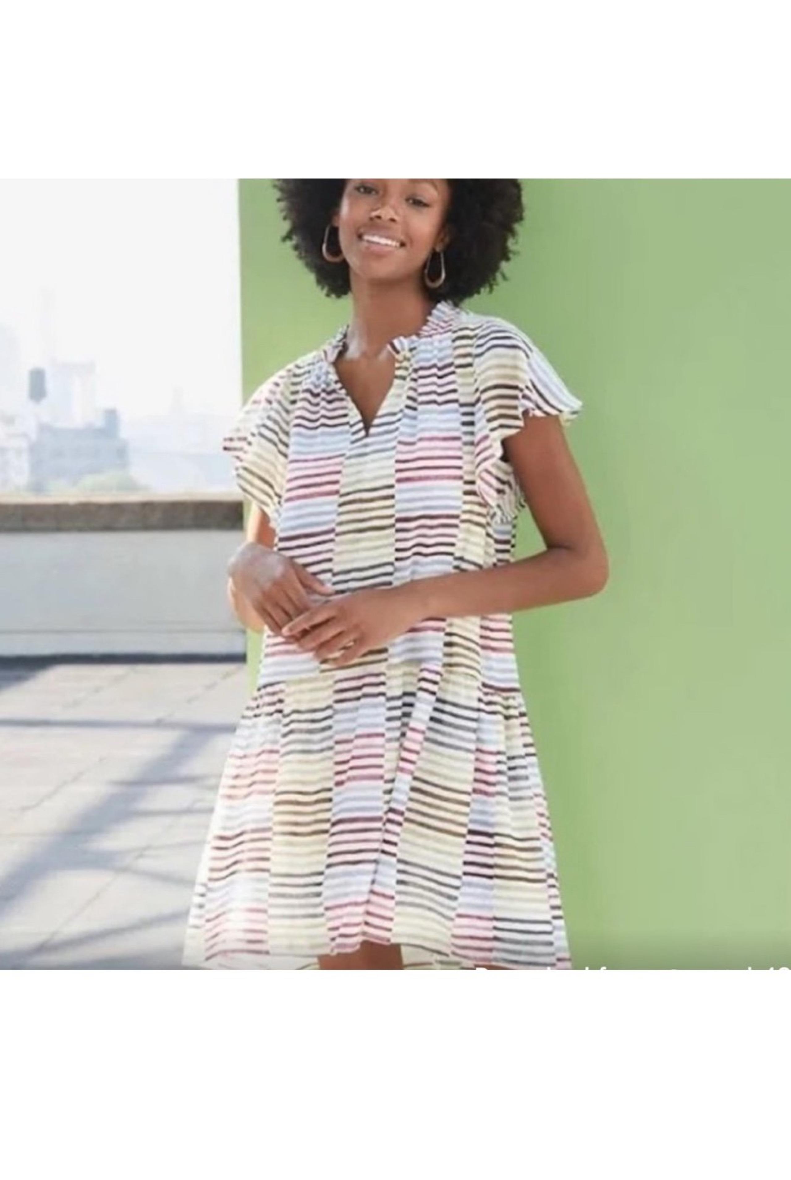 Loft flutter sleeve, drop waist dress