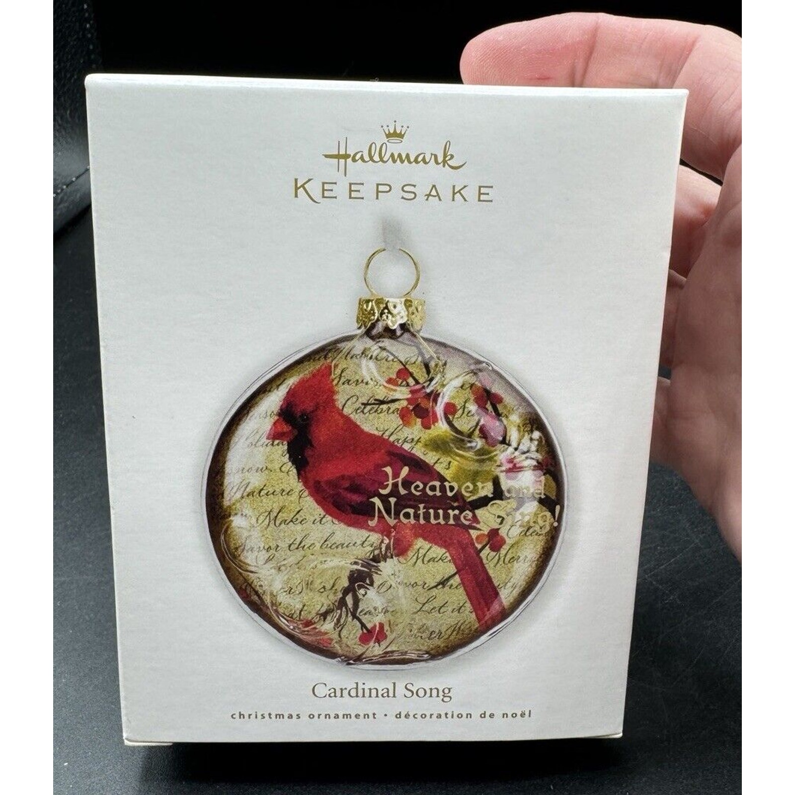 New Cardinal Song Heaven & Nature Sing Glass Hallmark Christmas Ornament -29D