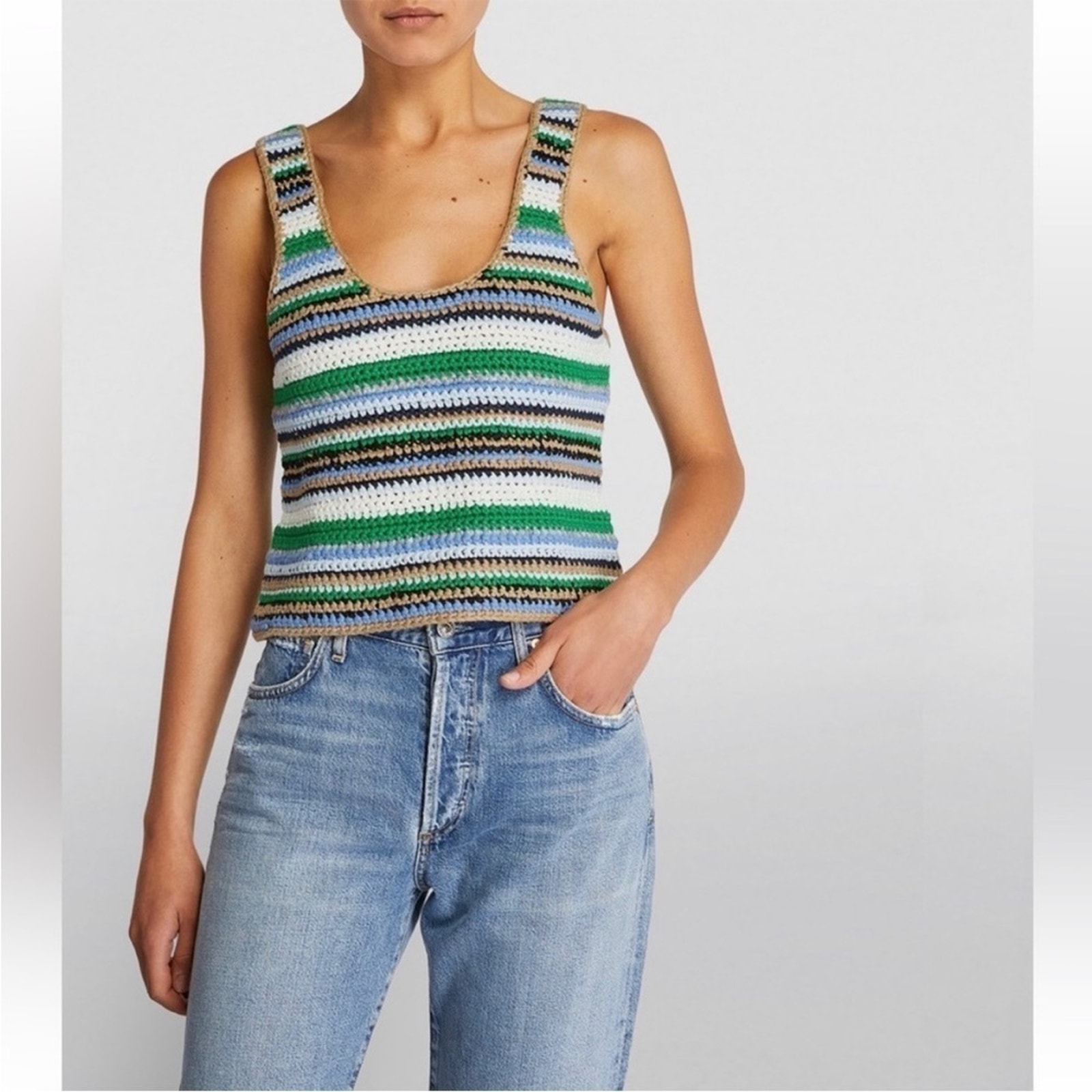 Frame NWT hand crocheted cropped tank size Large
