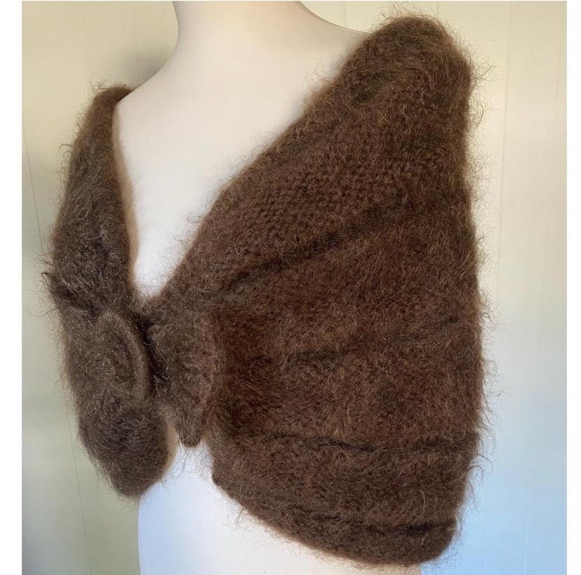Vintage brown handknit sweater shrug bolero