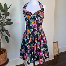Vintage Tropical 80’s / Early 90’s Cotton Floral Halter Sundress