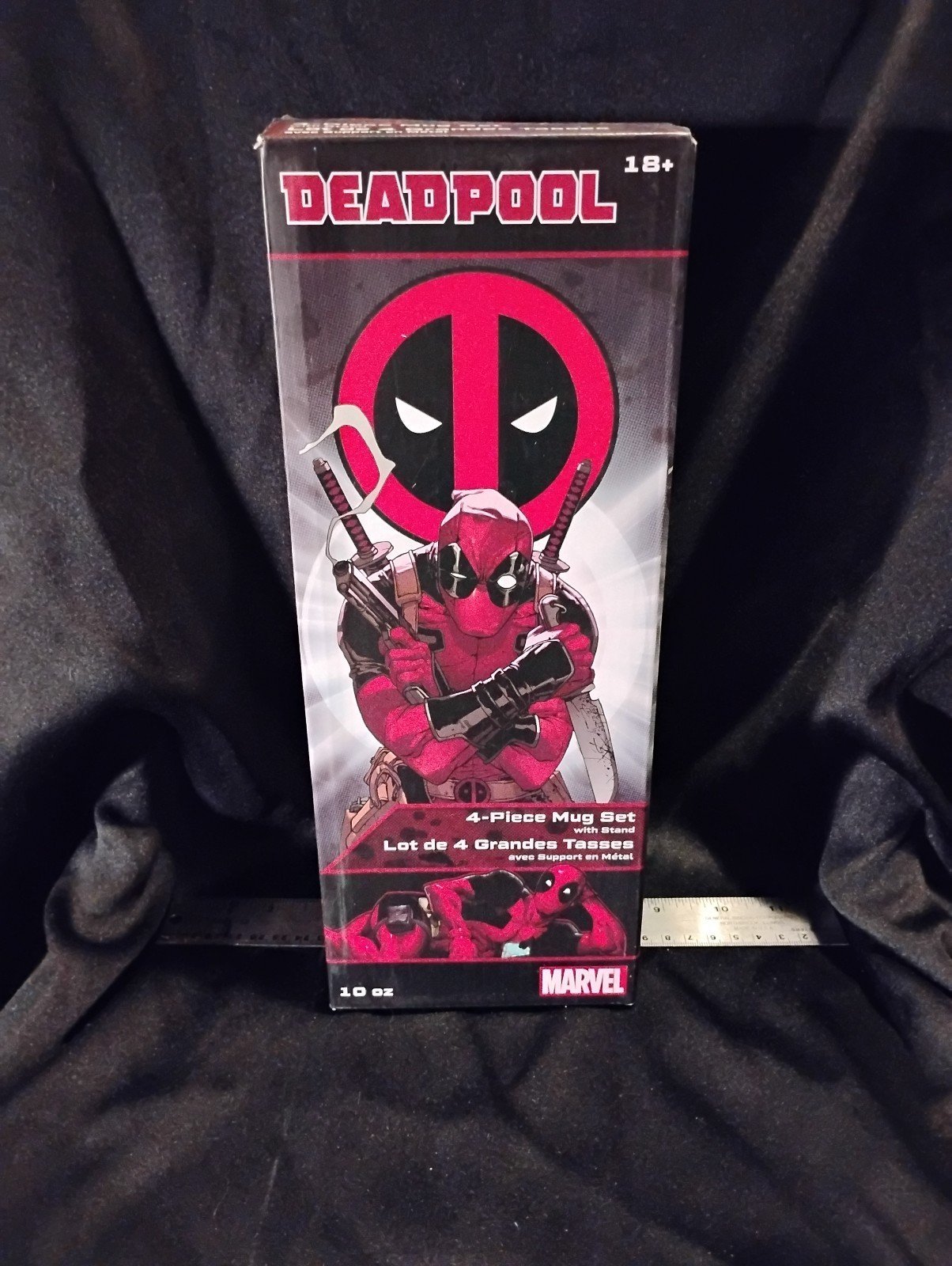 DEADPOOL 4- PIECE MUG GIFT SET COFFEE TEA WITH STAND HOLDER MARVEL NEW!