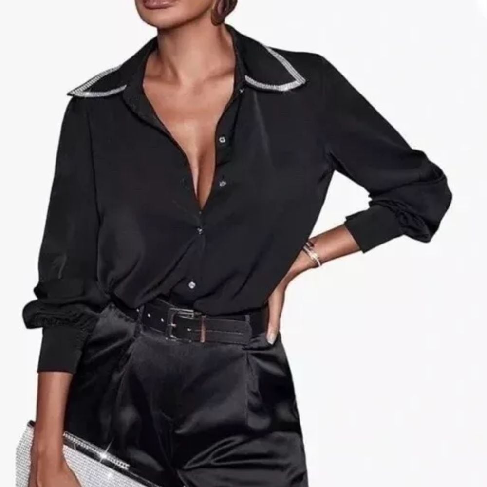 NWT Jason Wu Rhinestone Collar Top - Black New With Tags Size S 280