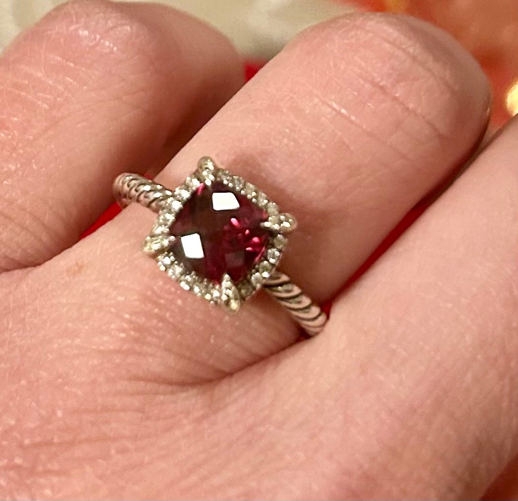 David Yurman Chatelaine Silver and Garnet Ring