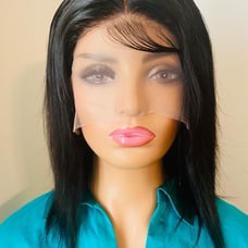 100% human hair wig 13X4 lace front natural color wig 12 inch