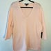Lauren Ralph Lauren Classic V Neck Pastel Pink Knit Cotton Sweater Size 2X NWT